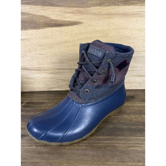 Sperry Duck Boots Womens Size 7 Saltwater Blue Wool Lace Up Ankle Top - Picture 2 of 11